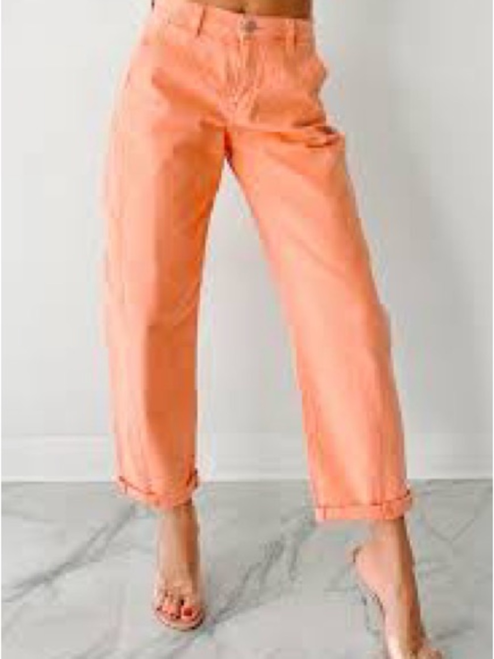 CHICOS  peach sorbet  Women's High-Waist Straight Leg Jeans -  M